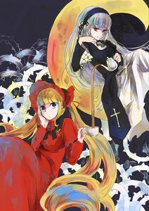 Rating: Safe Score: 0 Tags: 2girls auto_tagged blonde_hair blue_eyes bonnet bow crescent_moon cup dress flower full_moon hairband image long_hair long_sleeves looking_at_viewer moon multiple_girls pair red_dress red_eyes shinku silver_hair sitting suigintou tea teacup very_long_hair User: admin