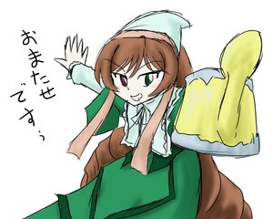 Rating: Safe Score: 0 Tags: 1girl blush brown_hair dress green_dress green_eyes head_scarf heterochromia image long_hair long_sleeves looking_at_viewer red_eyes simple_background smile solo suiseiseki white_background User: admin