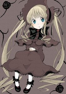 Rating: Safe Score: 0 Tags: 1girl blonde_hair blue_eyes bonnet bow bowtie capelet dress flower image long_hair long_sleeves looking_at_viewer pink_rose rose shinku solo twintails very_long_hair User: admin