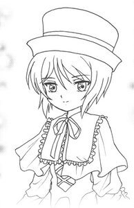 Rating: Safe Score: 0 Tags: 1girl blush capelet eyebrows_visible_through_hair frills hat image long_sleeves looking_at_viewer monochrome ribbon short_hair smile solo souseiseki User: admin