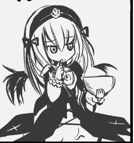 Rating: Safe Score: 0 Tags: 1girl dress greyscale hat holding image long_hair monochrome solo suigintou wings User: admin