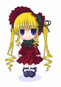 Rating: Safe Score: 0 Tags: 1girl auto_tagged blonde_hair blue_eyes blush bonnet bow bowtie dress drill_hair full_body green_bow image long_hair long_sleeves looking_at_viewer red_dress shinku shoes simple_background solo standing twintails white_background white_legwear User: admin