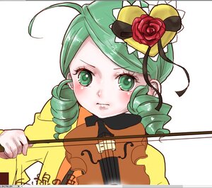 Rating: Safe Score: 0 Tags: 1girl ahoge drill_hair flower green_eyes green_hair guitar image instrument kanaria playing_instrument rose solo twin_drills violin User: admin