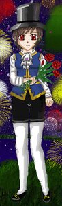 Rating: Safe Score: 0 Tags: 1boy brown_hair flower full_body hat holding_flower image red_eyes red_flower rose shorts sky solo souseiseki standing star_(sky) top_hat white_legwear User: admin