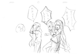 Rating: Safe Score: 0 Tags: 3girls comic greyscale image long_hair monochrome multiple multiple_girls sketch tagme twintails two_side_up User: admin