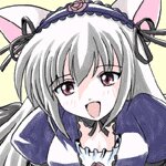 Rating: Safe Score: 0 Tags: 1girl blush choker dress hair_ribbon image juliet_sleeves long_hair long_sleeves open_mouth pixel_art puffy_sleeves red_eyes ribbon silver_hair smile solo suigintou tongue wings yellow_background User: admin