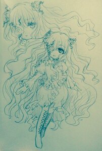 Rating: Safe Score: 0 Tags: 2girls boots dress flower hair_ornament image kirakishou long_hair long_sleeves multiple_girls solo traditional_media very_long_hair wavy_hair User: admin