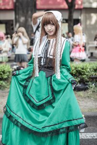 Rating: Safe Score: 0 Tags: 3d blurry blurry_background blurry_foreground brown_hair day depth_of_field dress figure green_dress long_hair multiple_girls outdoors photo photo_background realistic solo solo_focus standing suiseiseki User: admin