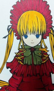 Rating: Safe Score: 0 Tags: 1girl blonde_hair blue_eyes bonnet bow bowtie dress green_bow image long_hair long_sleeves looking_at_viewer red_dress shinku simple_background solo twintails white_background User: admin