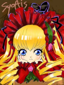 Rating: Safe Score: 0 Tags: 1girl blonde_hair blue_eyes bonnet bow dress drill_hair flower frills image long_hair looking_at_viewer pink_flower pink_rose red_dress red_flower red_rose rose shinku solo twintails User: admin