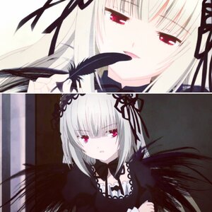 Rating: Safe Score: 0 Tags: 1girl black_wings detached_collar dress feathers flower frills hairband image long_sleeves looking_at_viewer ribbon solo suigintou wings User: admin