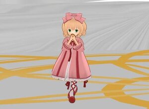 Rating: Safe Score: 0 Tags: 1girl blonde_hair bow covering_mouth dress full_body green_eyes hina_ichigo hinaichigo holding image long_sleeves looking_at_viewer pink_bow pink_dress red_bow short_hair solo standing User: admin
