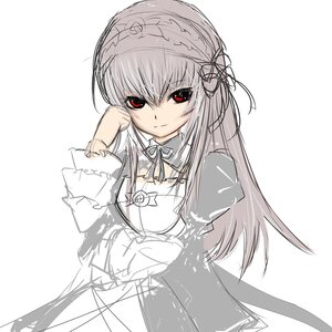 Rating: Safe Score: 0 Tags: 1girl bangs breasts closed_mouth detached_collar dress eyebrows_visible_through_hair frills hairband image juliet_sleeves long_hair long_sleeves looking_at_viewer puffy_sleeves red_eyes ribbon rose simple_background smile solo suigintou very_long_hair white_background User: admin