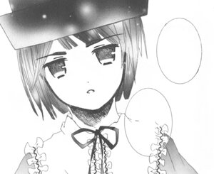 Rating: Safe Score: 0 Tags: 1girl greyscale hat image looking_at_viewer monochrome ribbon short_hair solo souseiseki User: admin