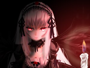 Rating: Safe Score: 0 Tags: 1girl bangs black_dress black_ribbon black_wings closed_mouth detached_collar dress feathers flower frills hairband image long_hair long_sleeves looking_at_viewer red_eyes red_flower ribbon rose smile solo suigintou wings User: admin