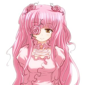 Rating: Safe Score: 0 Tags: 1girl eyepatch flower hair_flower hair_ornament image juliet_sleeves kirakishou long_hair pink_flower pink_hair pink_rose puffy_sleeves rose smile solo striped thorns upper_body vertical_stripes yellow_eyes User: admin