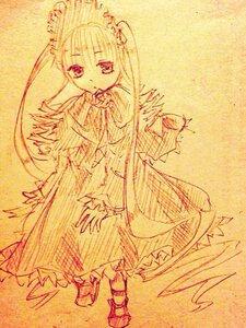 Rating: Safe Score: 0 Tags: 1girl dress frills image long_hair looking_at_viewer monochrome shinku sketch solo standing User: admin