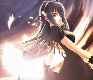 Rating: Safe Score: 0 Tags: 1girl black_dress black_hair dress feathers flower gloves hair_flower hair_ornament hairband image long_hair looking_at_viewer looking_back purple_eyes solo suigintou sunlight User: admin