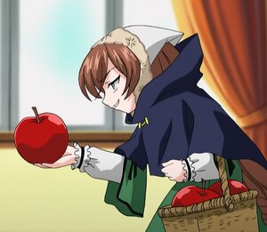 Rating: Safe Score: 0 Tags: 1girl apple basket brown_hair cherry curtains food fruit grapes green_eyes holding_basket holding_food holding_fruit hood image long_sleeves profile short_hair smile solo suiseiseki tomato User: admin