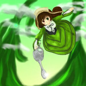 Rating: Safe Score: 0 Tags: 1girl brown_hair dress frills from_above full_body green_dress green_eyes hat heterochromia image in_container long_sleeves looking_at_viewer motion_blur red_eyes smile solo suiseiseki watering_can User: admin