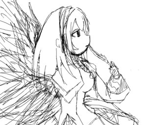 Rating: Safe Score: 0 Tags: 1girl angel_wings dress feathered_wings greyscale image long_hair monochrome sketch solo suigintou white_background wings User: admin