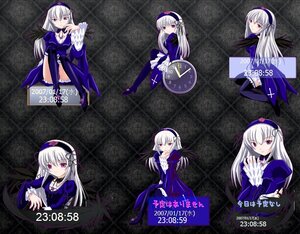 Rating: Safe Score: 0 Tags: 1girl blush dress flower frills hairband image long_hair long_sleeves looking_at_viewer multiple_views pink_eyes purple_flower purple_headwear ribbon silver_hair smile solo suigintou thighhighs white_hair wings User: admin
