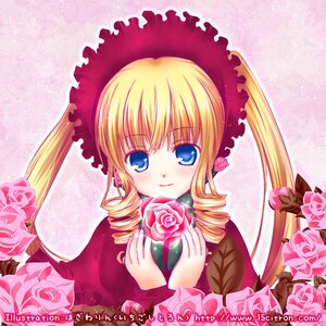 Rating: Safe Score: 0 Tags: 1girl blonde_hair blue_eyes blush bonnet drill_hair flower image long_hair pink_flower pink_rose red_flower red_rose rose shinku solo twin_drills twintails valentine watermark User: admin