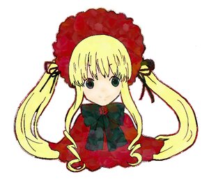 Rating: Safe Score: 0 Tags: 1girl bangs blonde_hair bonnet bow bowtie flower green_bow image long_hair long_sleeves looking_at_viewer shinku sidelocks simple_background solo twintails white_background User: admin