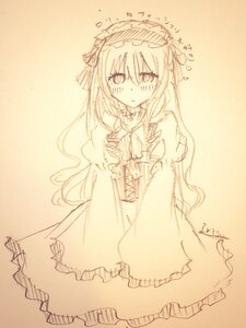 Rating: Safe Score: 0 Tags: 1girl blush dress frills hairband image lolita_fashion lolita_hairband long_hair long_sleeves looking_at_viewer monochrome sketch solo suigintou traditional_media User: admin
