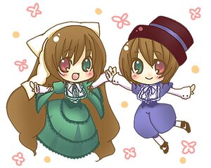 Rating: Safe Score: 0 Tags: 2girls blue_dress brown_hair chibi dress green_dress hat heterochromia holding_hands image long_hair long_sleeves multiple_girls open_mouth pair red_eyes short_hair siblings sisters smile souseiseki striped suiseiseki top_hat twins User: admin