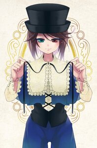 Rating: Safe Score: 0 Tags: 1girl brown_hair capelet frills green_eyes hat heterochromia image long_sleeves looking_at_viewer pants red_eyes short_hair solo souseiseki suiseiseki top_hat User: admin