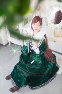 Rating: Safe Score: 0 Tags: 1girl blurry brown_hair depth_of_field dress full_body green_dress green_eyes lips long_hair looking_at_viewer photo solo suiseiseki very_long_hair User: admin