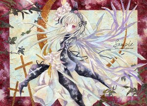 Rating: Safe Score: 0 Tags: 1girl dress flower frills hairband image long_hair long_sleeves looking_at_viewer silver_hair solo suigintou traditional_media very_long_hair wings User: admin