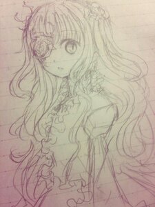 Rating: Safe Score: 0 Tags: 1girl flower graphite_(medium) hair_ornament image kirakishou long_hair looking_at_viewer monochrome sketch solo traditional_media User: admin