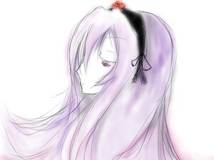 Rating: Safe Score: 0 Tags: 1girl flower hairband image long_hair looking_at_viewer profile ribbon simple_background solo suigintou white_background User: admin