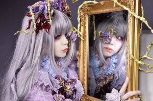 Rating: Safe Score: 0 Tags: barasuishou different_reflection flower hair_ornament jewelry long_hair looking_at_viewer makeup mirror reflection solo yellow_eyes User: admin