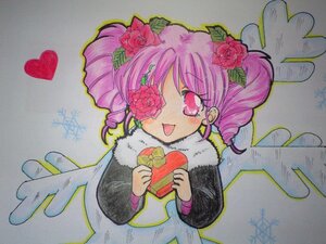 Rating: Safe Score: 0 Tags: 1girl drill_hair flower gift hair_ornament heart heart-shaped_box holding holding_gift image kirakishou marker_(medium) millipen_(medium) open_mouth pink_eyes pink_hair rose smile solo traditional_media twintails User: admin