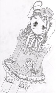 Rating: Safe Score: 0 Tags: 1girl animal_ears bloomers blush bunny_ears cowboy_shot dress drill_hair flower frills greyscale hat image kanaria long_sleeves looking_at_viewer monochrome ribbon rose simple_background solo standing top_hat twin_drills underwear white_background User: admin
