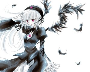 Rating: Safe Score: 0 Tags: 1girl :o black_dress black_ribbon black_wings detached_collar dress feathers flower frilled_sleeves frills hairband image juliet_sleeves lolita_hairband long_hair long_sleeves looking_at_viewer open_mouth petals pink_eyes puffy_sleeves ribbon rose rose_petals rozen_maiden silver_hair simple_background sitting solo suigintou usamisan very_long_hair white_background wings User: admin
