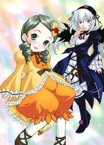 Rating: Safe Score: 0 Tags: 2girls blush dress drill_hair frills green_eyes hairband image kanaria long_hair long_sleeves multiple_girls pair pantyhose rose silver_hair smile suigintou twin_drills wings User: admin