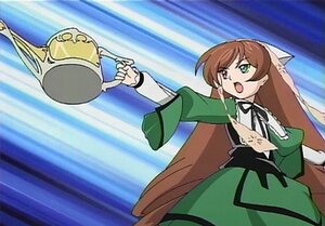 Rating: Safe Score: 0 Tags: 1girl :o brown_hair dress frills green_dress green_eyes hat head_scarf headwear_removed heterochromia image long_hair long_sleeves open_mouth parody red_eyes solo standing suiseiseki very_long_hair watering_can User: admin