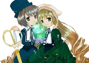 Rating: Safe Score: 0 Tags: 2girls blonde_hair blue_dress brown_hair dress green_dress green_eyes hat head_scarf heterochromia image long_hair long_sleeves looking_at_viewer multiple_girls pair red_eyes short_hair siblings simple_background sisters smile souseiseki suiseiseki twins very_long_hair User: admin