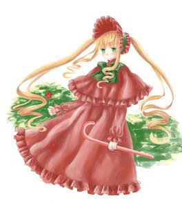 Rating: Safe Score: 0 Tags: 1girl blonde_hair bow bowtie capelet dress flower frills full_body green_eyes image long_hair long_sleeves looking_at_viewer rose shinku solo twintails very_long_hair User: admin