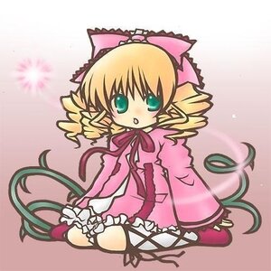 Rating: Safe Score: 0 Tags: 1girl blonde_hair blush bow dress drill_hair frills full_body green_eyes hina_ichigo hinaichigo image long_sleeves looking_at_viewer pink_bow pink_dress ribbon shinku sitting solo twin_drills User: admin