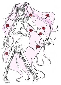 Rating: Safe Score: 0 Tags: 1girl boots cross-laced_footwear dress flower frills fruit hair_ornament hatsune_miku image kirakishou knee_boots lace-up_boots long_hair monochrome pink_hair rose solo thigh_boots thighhighs twintails very_long_hair User: admin