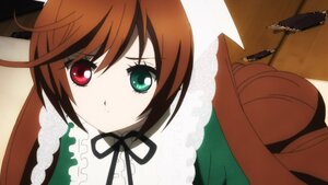 Rating: Safe Score: 0 Tags: 1girl black_ribbon brown_hair dress frills green_eyes heterochromia image long_hair long_sleeves looking_at_viewer red_eyes ribbon solo suiseiseki User: admin