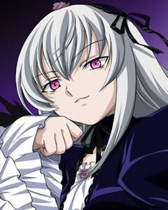 Rating: Safe Score: 3 Tags: 1girl dress frills gothic_lolita hairband image lolita_fashion long_hair long_sleeves looking_at_viewer parted_lips purple_background purple_eyes ribbon silver_hair simple_background solo suigintou upper_body wings User: admin