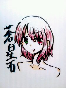 Rating: Safe Score: 0 Tags: 1girl bangs eyebrows_visible_through_hair green_eyes heterochromia image looking_at_viewer marker_(medium) pink_hair red_eyes short_hair simple_background solo souseiseki traditional_media upper_body User: admin