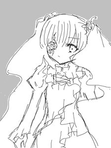Rating: Safe Score: 0 Tags: 1girl bangs closed_mouth dress eyebrows_visible_through_hair frills greyscale image kirakishou long_hair long_sleeves looking_at_viewer monochrome simple_background solo torn_clothes User: admin