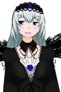 Rating: Safe Score: 0 Tags: 1girl black_dress blue_flower blue_rose blush dress flower frills hairband image lolita_fashion lolita_hairband long_hair long_sleeves looking_at_viewer open_mouth red_eyes rose silver_hair simple_background smile solo suigintou upper_body white_background User: admin